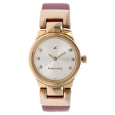 Fastrack, Women's  Watch Analog, Silver Dial Pink Leather Band, 6114WL01